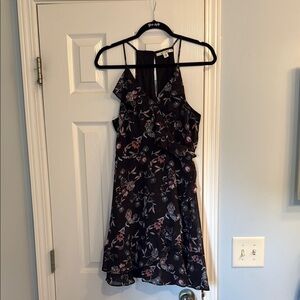 Miami Black Floral Mini Dress with Ruffles